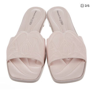 NWT Alexander McQueen Pink Logo Embossed Slide Sandals Size 8